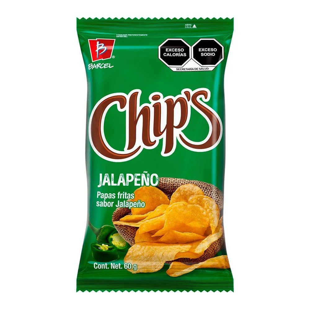 [604023] Papas Chips Jalapeño Barcel 62g